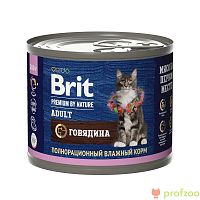 Изображение Brit Premium консервы Мясо говядины для кошек 200г от магазина Profzoo