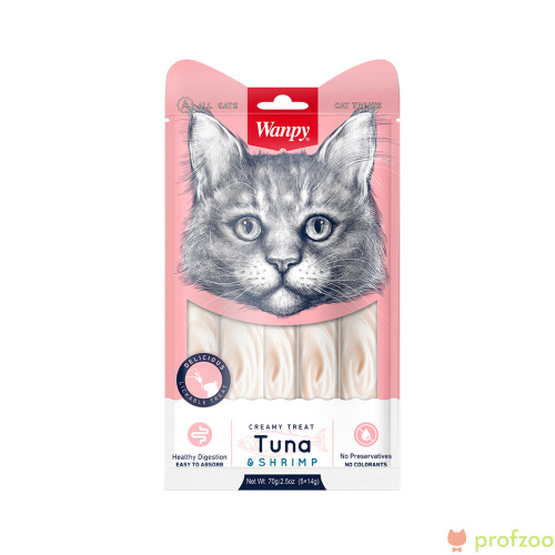 Изображение Wanpy Cat "Нежное пюре" из тунца и креветок для кошек 70г  от магазина Profzoo