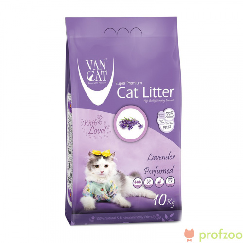 Изображение VAN CAT Lavender 10кг комкующийся без пыли с ароматом лаванды от магазина Profzoo