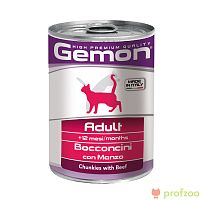Изображение GEMON Cat консервы кусочки Говядина для кошек 415г от магазина Profzoo
