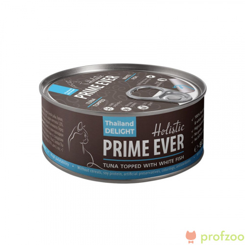 Изображение Prime Ever консервы Тунец с белой рыбой в желе для кошек 80г от магазина Profzoo