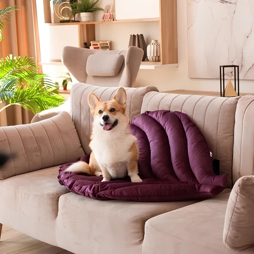 Изображение Лежанка Mr.Kranch для собак "Листочек" средняя 90х65х5см фиолетовая от магазина Profzoo фото 3