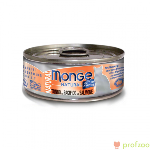Изображение Monge Cat Natural консервы Тихоокеанский тунец с лососем для кошек 80г от магазина Profzoo