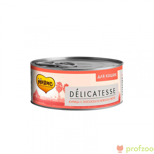 Изображение Мнямс Delicatesse консервы Курица с лососем в нежном желе для кошек 70г от магазина Profzoo