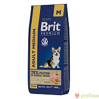Изображение Brit Premium Dog Adult Medium Курица для средних пород 15кг  от магазина Profzoo