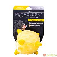 Изображение Playology игр. Сенсорный плюш мяч Puppy Sensory Ball 15см для щенков с ароматом курицы желтый от магазина Profzoo