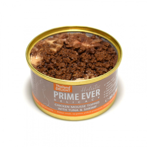 Изображение Prime Ever консервы Тунец с креветками мусс для кошек 80г от магазина Profzoo фото 2
