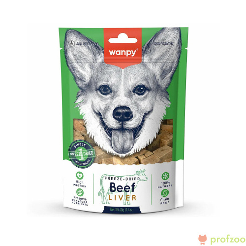 Изображение Wanpy Dog Сублимированное лакомство "Говяжья печень" для собак 40г от магазина Profzoo