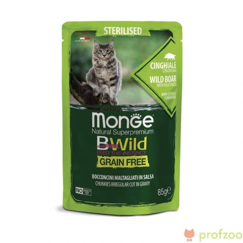 Monge Cat BWild GF пауч Кабан с овощами для стерилизованных кошек 85г
