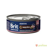 Brit Premium консервы Мясо индейки для кошек с чувств.пищ. 100г