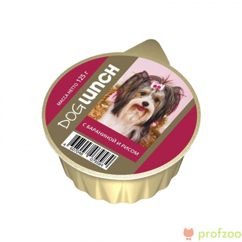 Изображение Дог Ланч консервы крем-суфле Баранина и рис для собак 125г от магазина Profzoo