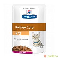 Изображение Хиллс Диета KD Kidney Care пауч Говядина для кошек при патологии почек 85г от магазина Profzoo