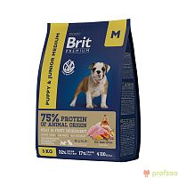 Изображение Brit Premium Dog Puppy & Junior Medium с курицей для щенков средних пород 1кг от магазина Profzoo