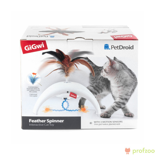 Изображение GiGwi игр. PetDroid Интерактивная игрушка Фезер Спиннер для кошек от магазина Profzoo