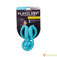 Изображение Playology игр. Жевательный канат Tough Tug Knot для щенков с ароматом арахиса голубой от магазина Profzoo