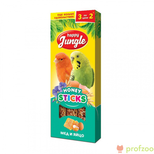 Happy Jungle палочки Мёд+Яйцо для попугаев и канареек 3х30г