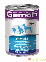 GEMON Dog Adult Light консервы паштет Тунец для собак с избыточным весом 400г