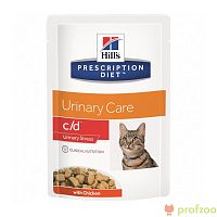 Изображение Хиллс Диета CD Urinary Stress пауч Курица для кошек 85г от магазина Profzoo