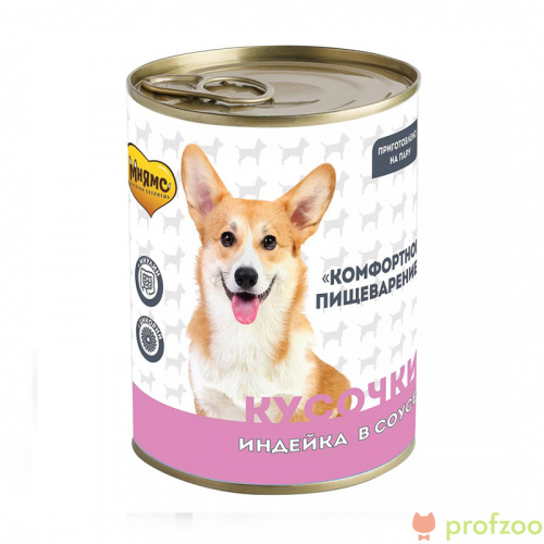 Изображение Мнямс консервы "Комфортное пищеварение" Индейка кусочки в соусе для собак 400г от магазина Profzoo