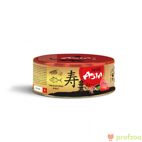 Изображение Prime Asia консервы Тунец с каракатицей в желе для кошек 85г от магазина Profzoo