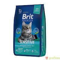 Brit Premium Cat Sensitive Ягненок и Индейка для кошек с чувств.пищ 400г