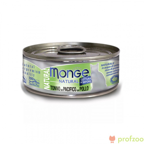 Изображение Monge Cat Natural консервы Тихоокеанский тунец с курицей для кошек 80г от магазина Profzoo