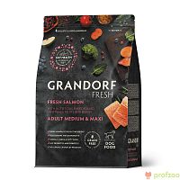 Изображение Grandorf Fresh Dog Adult Med&Maxi Свежее мясо лосося с бататом для средних и крупных пород 3кг от магазина Profzoo