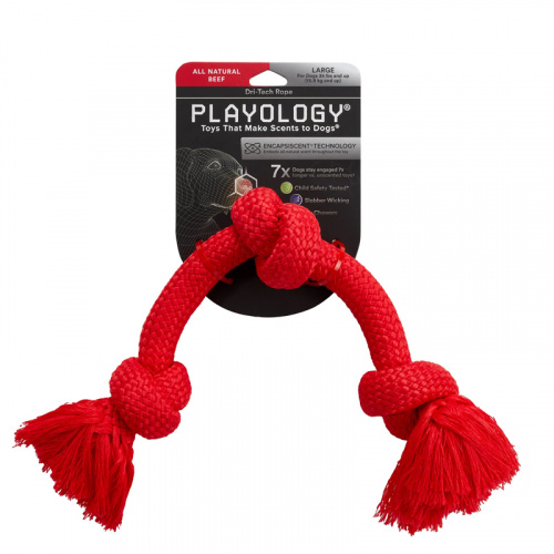 Изображение Playology игр. Жевательный канат Dri-Tech Rope с ароматом говядины большой красный для собак от магазина Profzoo