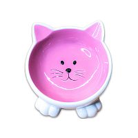 Изображение Миска керамика Мордочка кошки на ножках розовая 100мл "Mr.Kranch" от магазина Profzoo