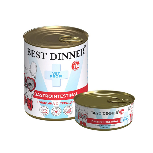 Изображение Best Dinner Exclusive Vet Profi консервы 340г GastroIntestinal Говядина с сердцем для собак от магазина Profzoo