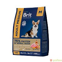 Изображение Brit Premium Dog Adult Medium Курица для средних пород 3кг  от магазина Profzoo