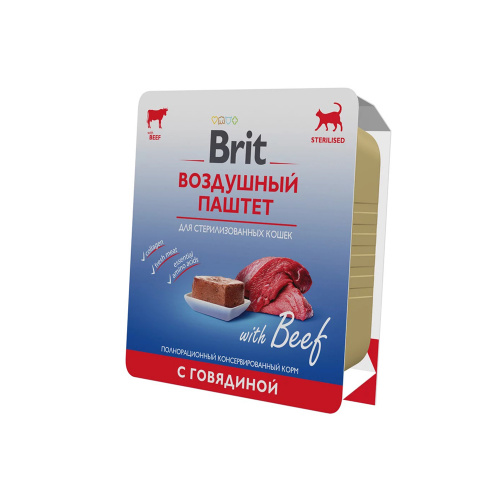 Изображение Brit Premium консервы 100г Воздушный паштет Говядина для стерилизованных кошек от магазина Profzoo