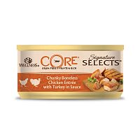 Изображение CORE SIGNATURE SELECTS консервы Курица+Индейка кусочки в соусе для кошек 79г от магазина Profzoo
