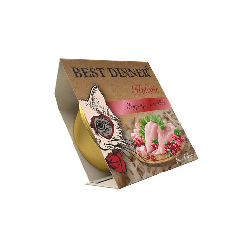 Изображение Best Dinner Holistic консервы 75г Курица с клюквой филе в желе для взрослых и стерилиз.кошек от магазина Profzoo